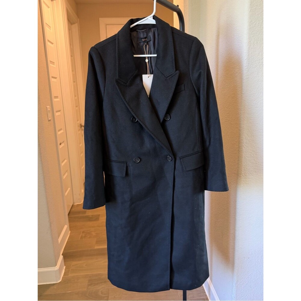 Quince Italian Wool Black Double-Breasted Women's Coat M